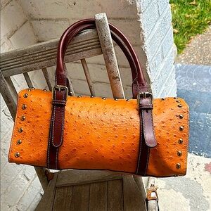 CLAUDIA FIRENZE Italian OSTRICH pattern Leather Handbag